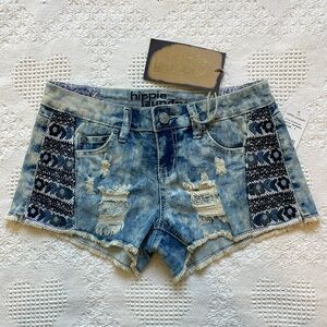 Hippie Laundry Denim Shorts | Distressed & Embroidered Jeans
